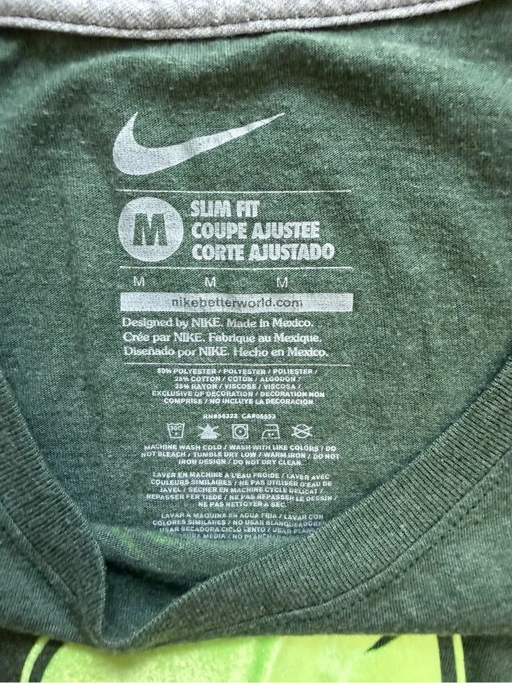 Nike Dark Green Tee with Neon Green Graphic